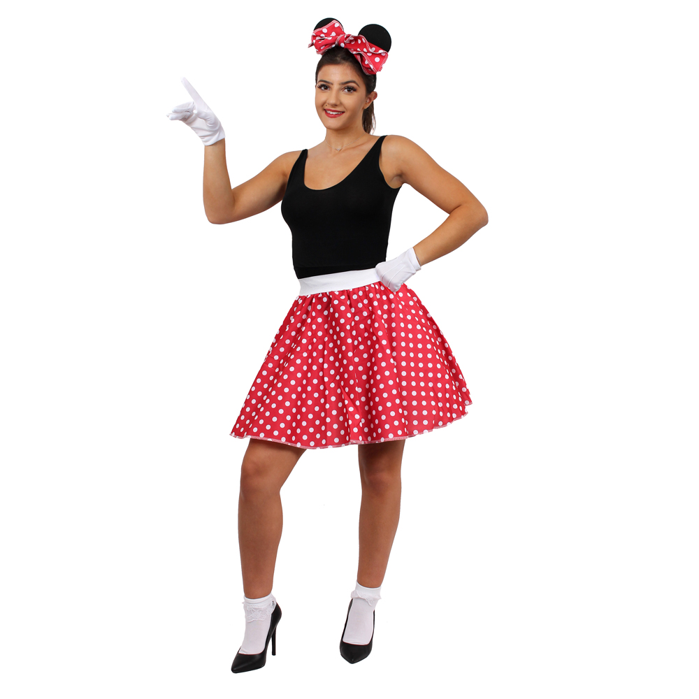 Red polka dot store skirt minnie mouse